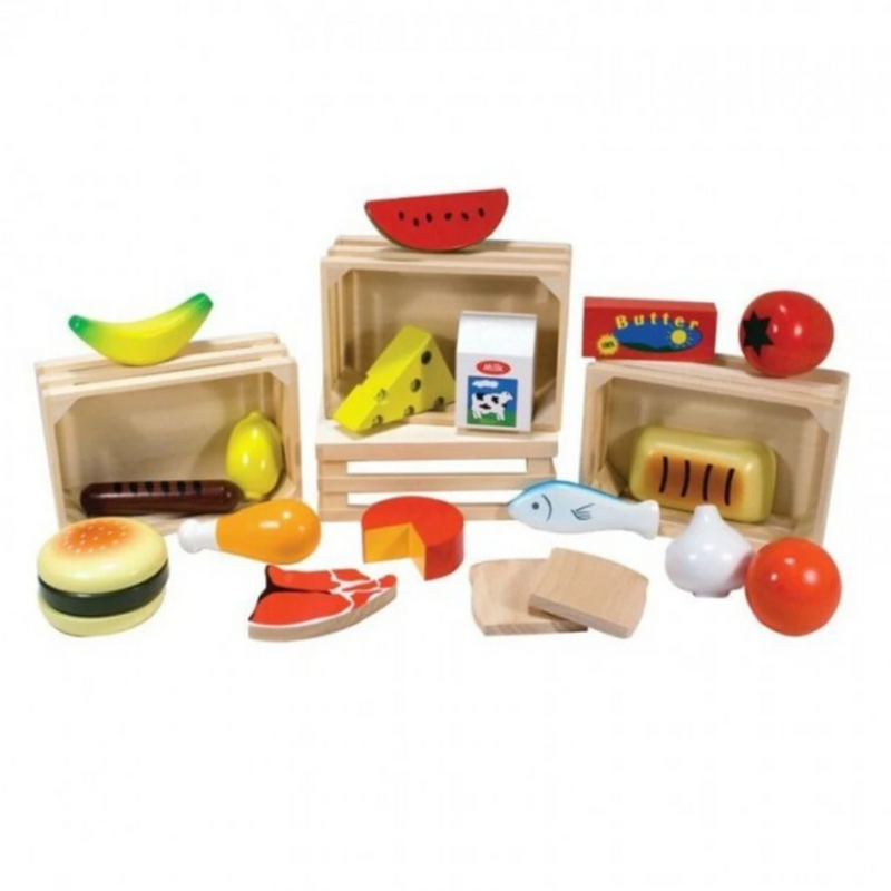 Food Factory Set Fun Factory set of 4 Food Groups Wooden Pretend Food Box Pretend Kitch ...