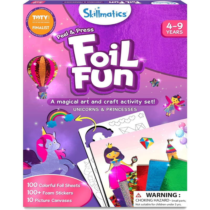 Skillmatics Foil Fun Unicorns & Princesses No Mess Art Kit Art and Craft for Kids Fairy Unicorn and Castle Theme 4yrs+