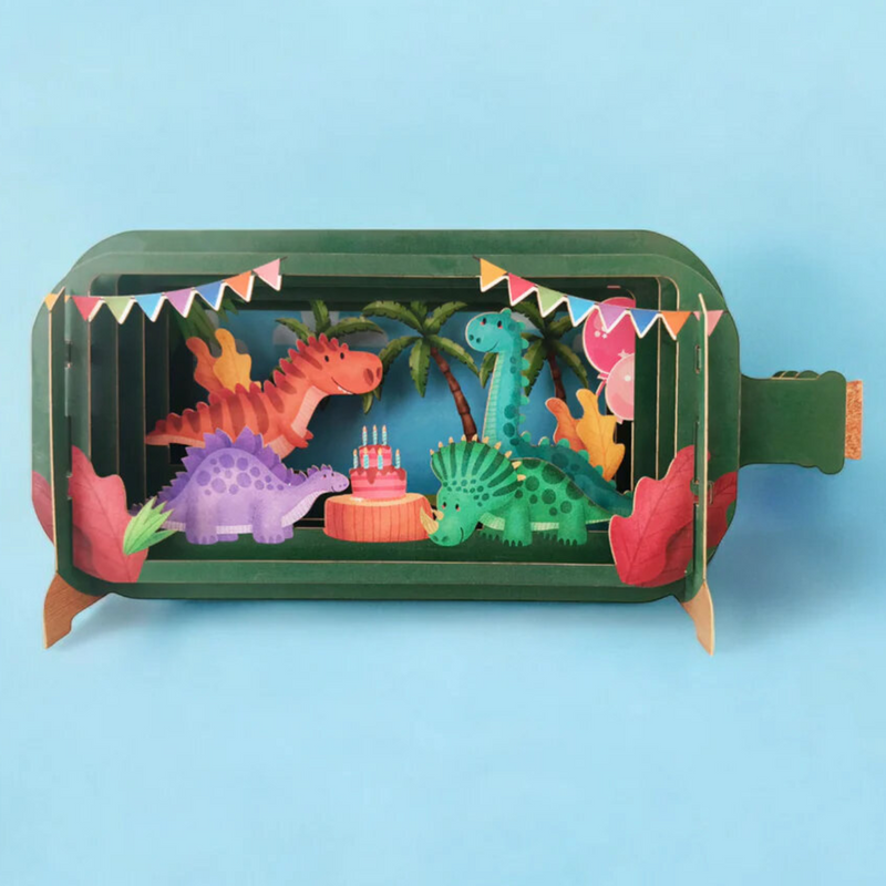 Dinosaur Party 3D Pop Up Greeting Card by Alljoy Design Birthday card