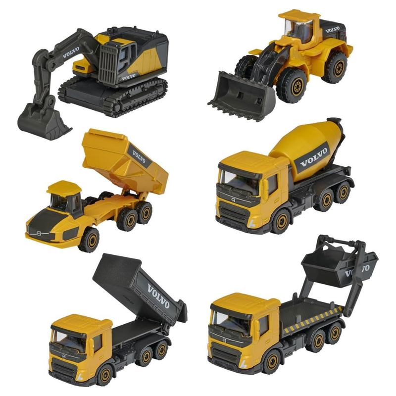 Majorette Volvo Construction Vehicles 3pc Set Assorted Metal Travel Toys Car Gift Idea for 3yrs+