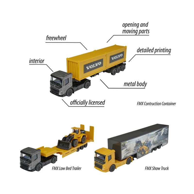 Majorette Volvo Transporter Vehicle 1pc 3 Designs Metal Travel Toys Car Gift Idea for 3yrs+