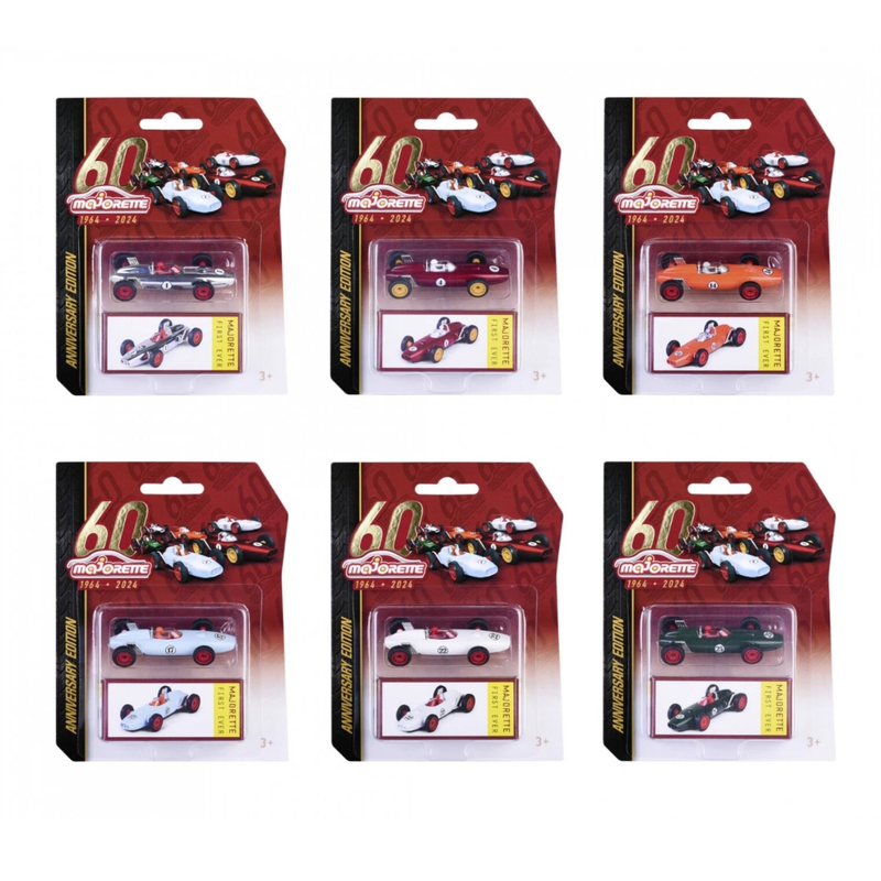 Majorette First Ever Racing Car 60th Anniversary Edition 1pc 6 Designs Metal Travel Toys Car Gift Idea for 3yrs+