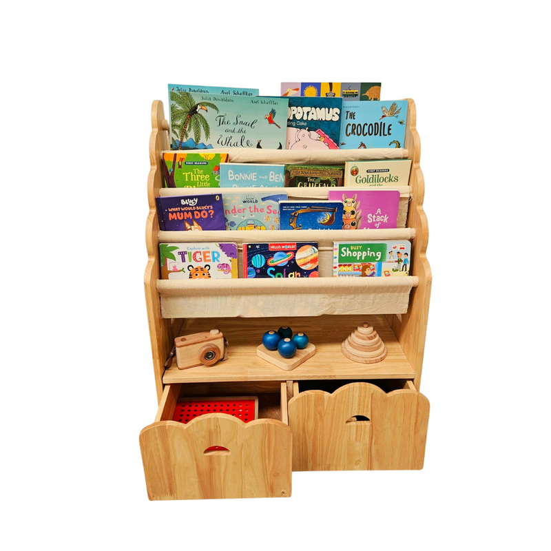 Qtoys 4 Tier Bookshelf & Drawers Kid Storage Furniture (Heavy Shipping)