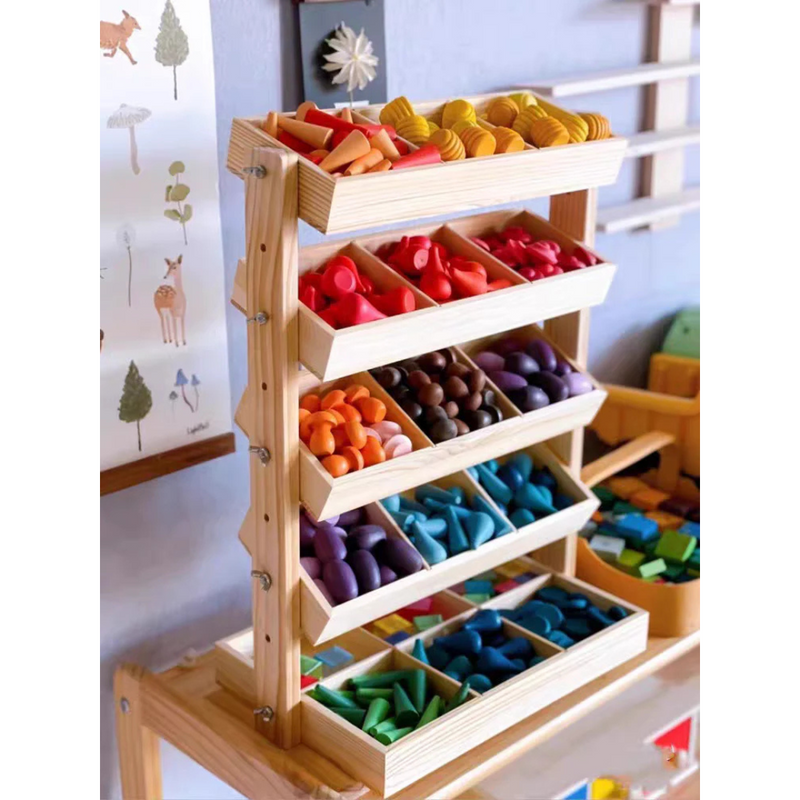 JoyKids 5 Tier Convertible Organiser Display and Storage Unit Solid Pine Wood Toddler 12m+