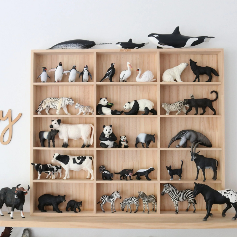 JoyKids Loose Parts and Animal Figures Display and Storage Unit Solid Pine Wood for Toddlers (bulky shipping) 12m+