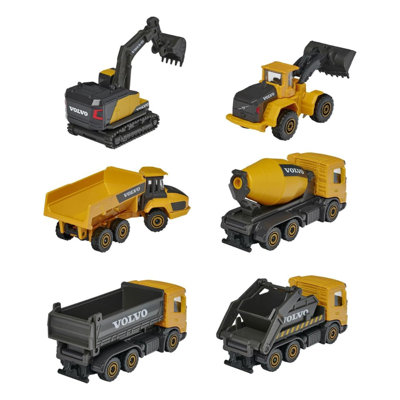Majorette Volvo Construction Vehicles 3pc Set Assorted Metal Travel Toys Car Gift Idea for 3yrs+