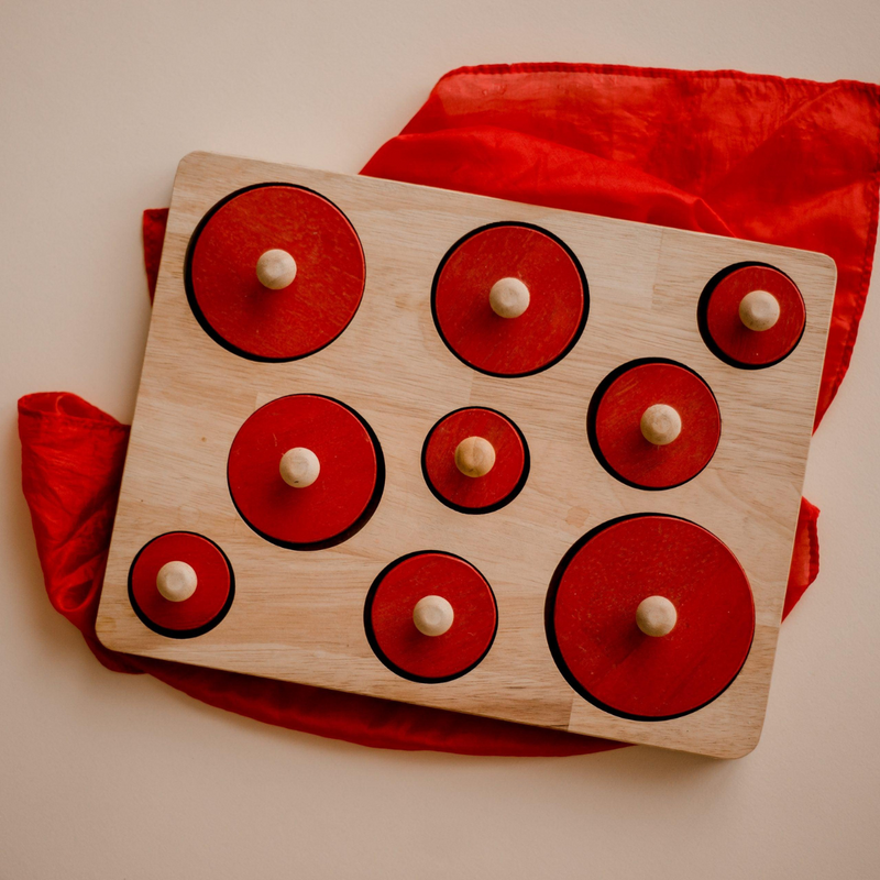 Qtoys Montessori Size Knob Puzzle Cognitive Developmental Toys for Toddlers 2yrs+