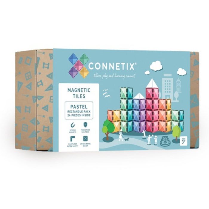 Connetix Tiles Pastel NEW Rectangle Pack 24 Piece 3yrs+