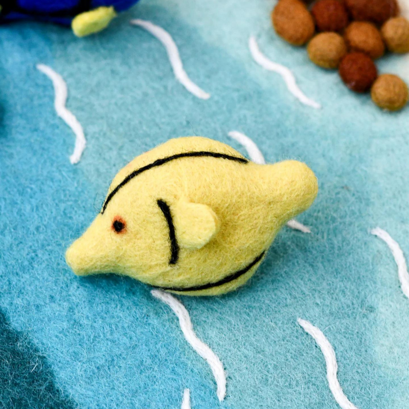Tara Treasures Felt Yellow Tang Fish Pretend & Imaginative Play Felt Animals Retired 3yrs+