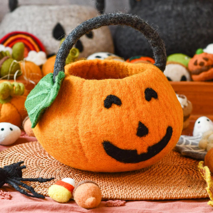 Tara Treasures Felt Jack O' Lantern Pumpkin Bag