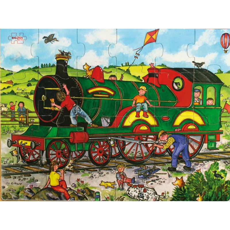 BigJigs Large Jigsaw Puzzle Train 24pc Cognitive Developmental Toys for Toddlers 3yrs+
