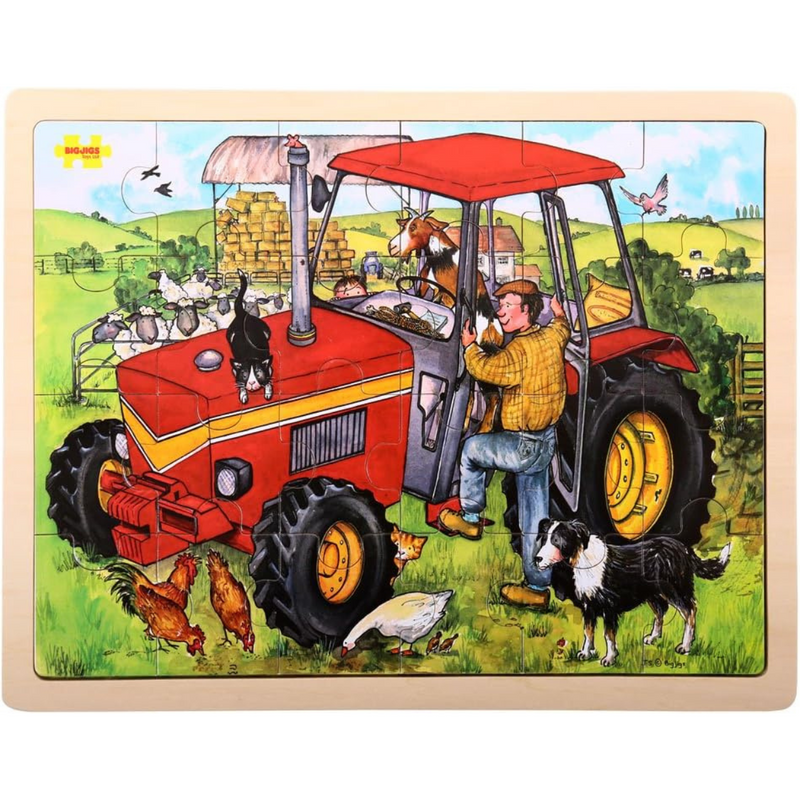 Bigjigs Large Jigsaw Puzzle Tractor 24pcs Cognitive Developmental Toys for Toddlers 3yrs+
