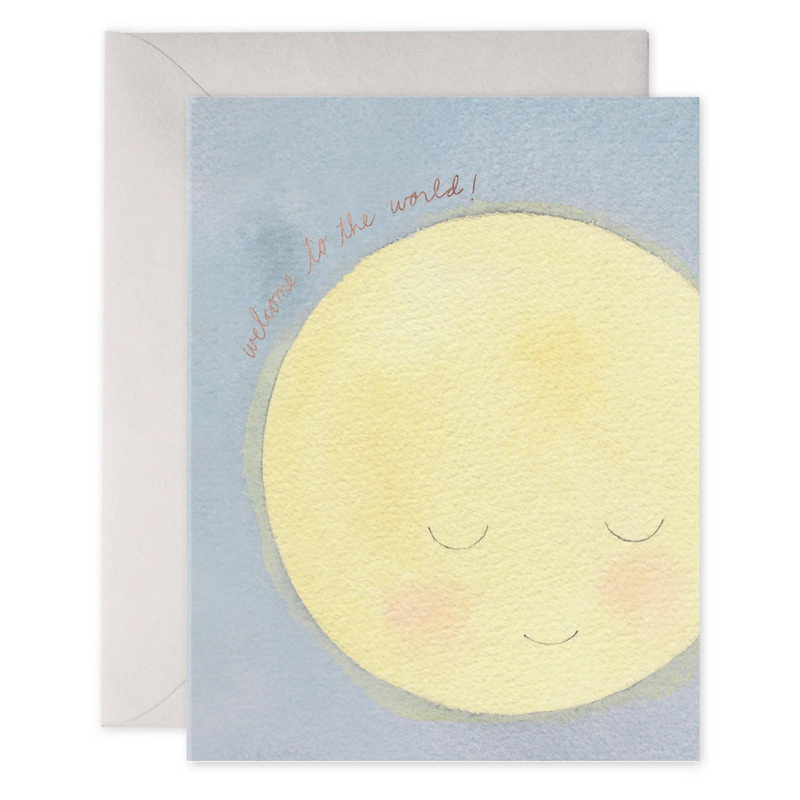 Foil New Born Kids Birthday Greeting Card - Baby Moon Welcome to the World By E. Frances Paper