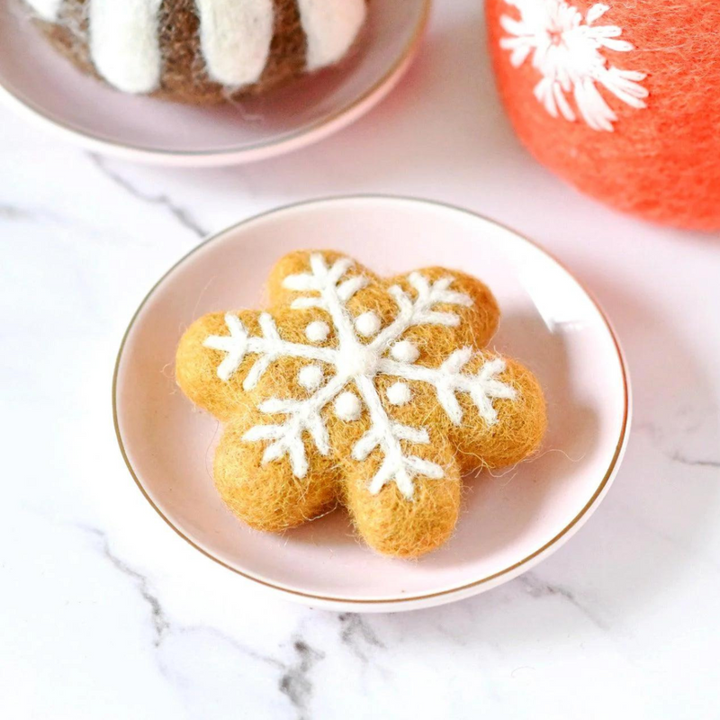 Tara Treasures Felt Snowflake Cookie Pretend and Imaginative Play Kitchen Accessories Christmas Range 3yrs+