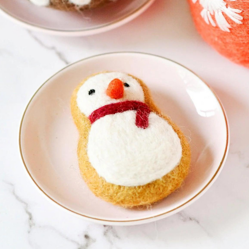 Tara Treasures Felt Snowman Cookie Pretend and Imaginative Play Kitchen Accessories Christmas Range 3yrs+