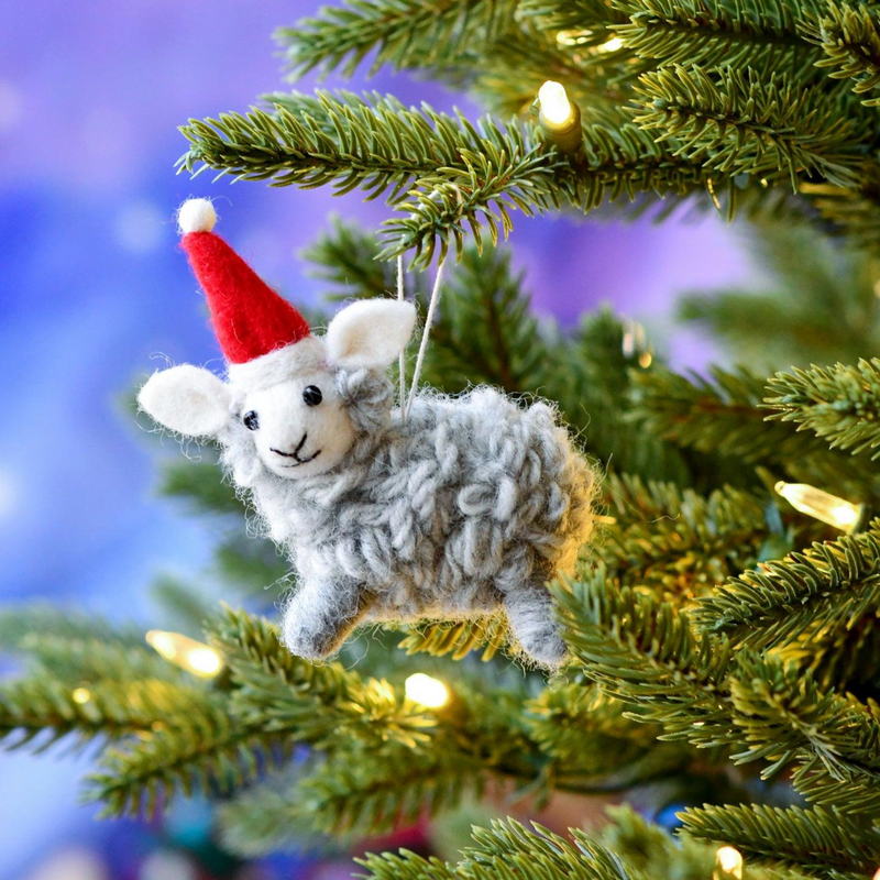 Tara Treasures Felt Grey Sheep Christmas Ornament Christmas Range
