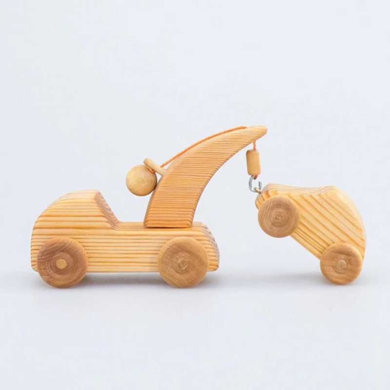 Debresk Small Tow Truck With Mini Car Wooden Toy Car 3yrs+