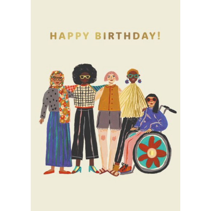 Foil Birthday Card - Group of Friends