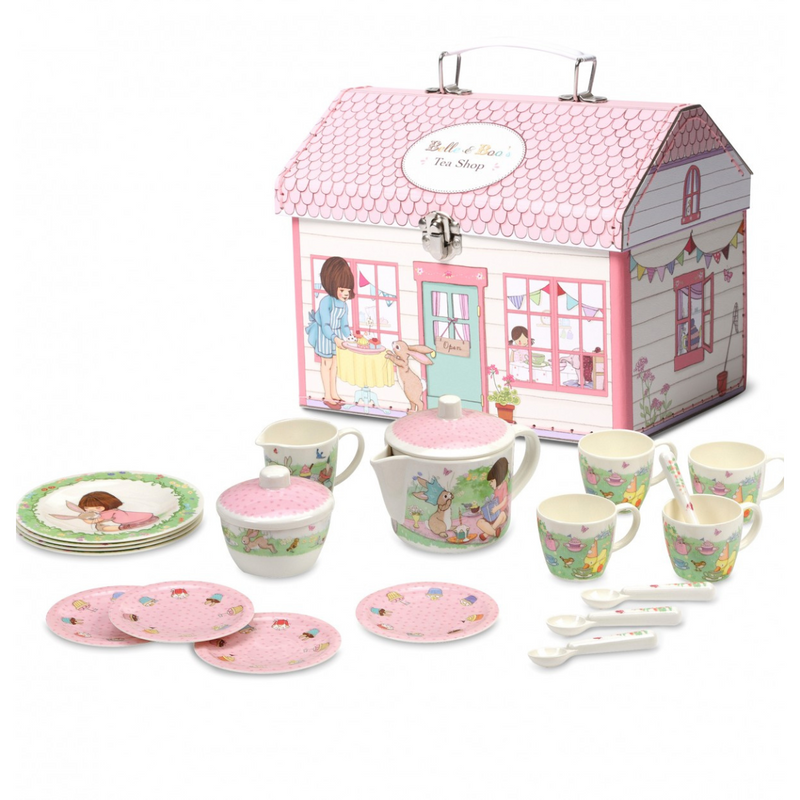 Belle & Boo House Box Melamine Tea Set 19pc Pretend Play Kitchen Toys Best Seller Gifting Idea for 3yrs+