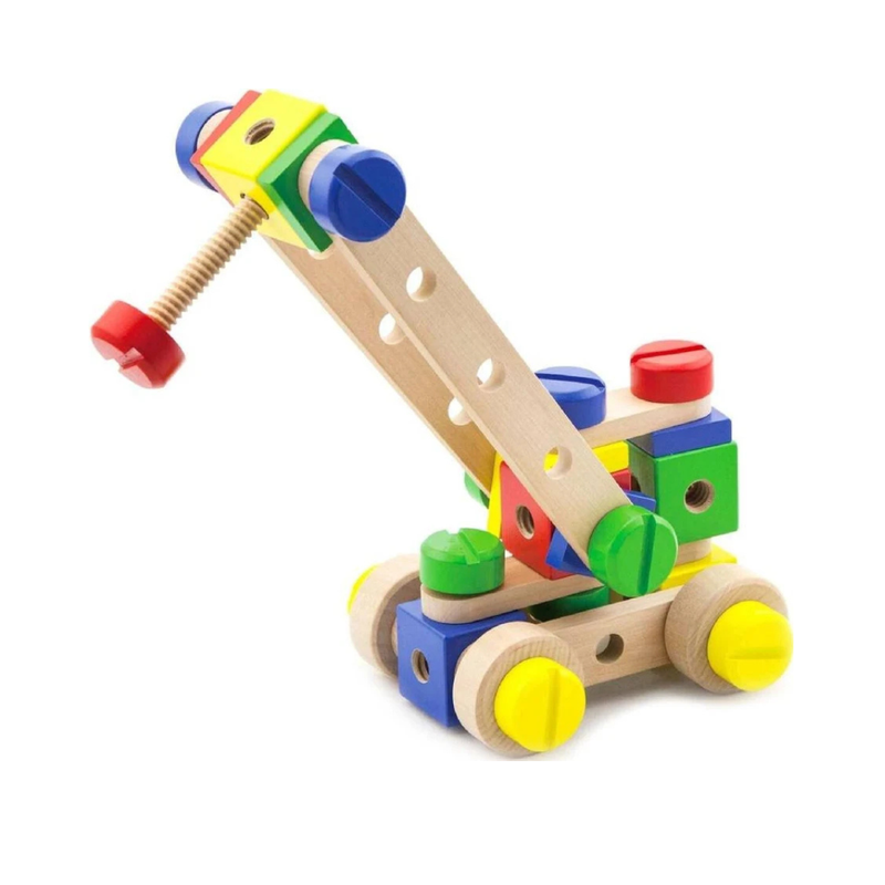 Viga Toys Wooden Construction Set 53pcs Building Kit Motor Skills Developmental Toys School Range 3yrs+