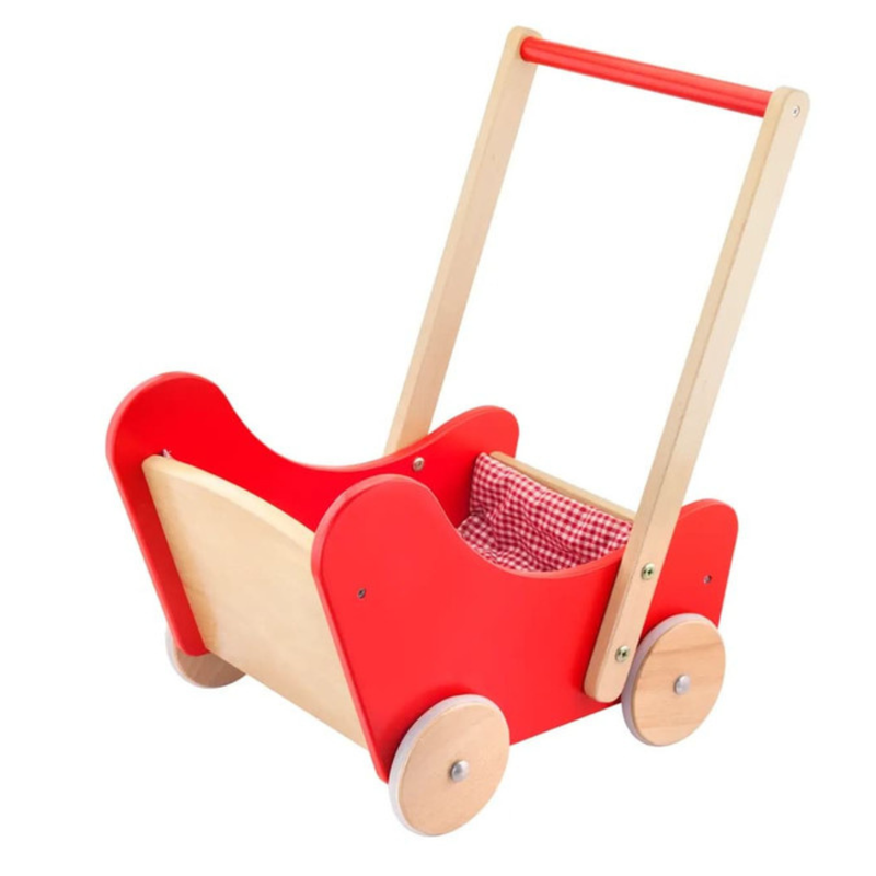 Viga Toys Wooden Red Doll Buggy Pram Baby Walker Developmental Toys Baby Toys Gift Idea for 18m+
