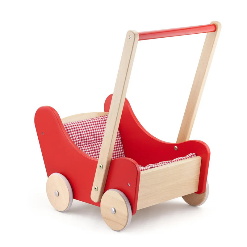 Viga Toys Wooden Red Doll Buggy Pram Baby Walker Developmental Toys Baby Toys Gift Idea for 18m+
