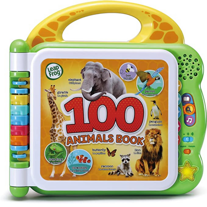 100 Animals Interactive Sound Book Bilingual English and French Language STEM Toys Developmental Toys for Toddlers Gift Idea Best Seller 18m+