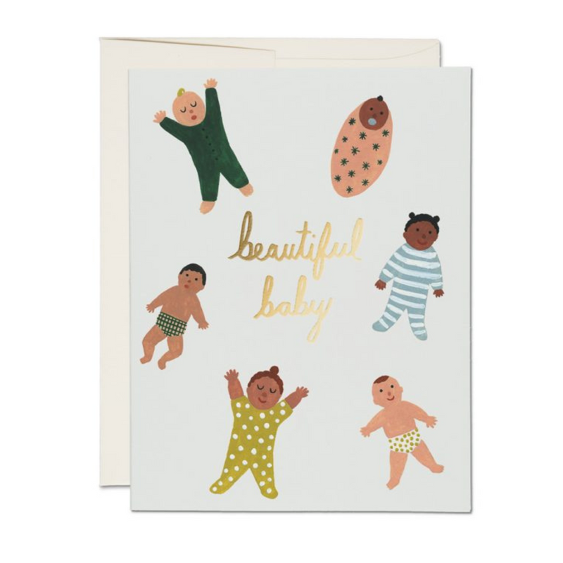 Foil New Born Kids Birthday Card - Beautiful Baby By Red Cap Cards