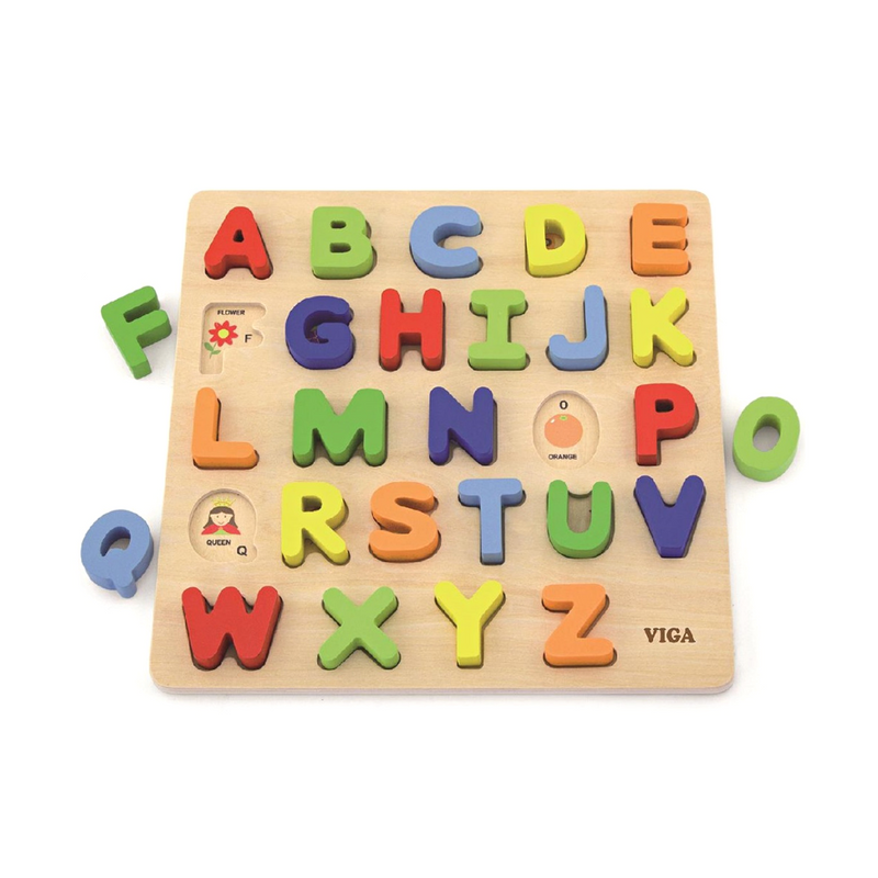 Viga Toys Wooden Alphabet Uppercase Block Puzzle Early Literacy Developmental Toys Toddler Toys 18m+