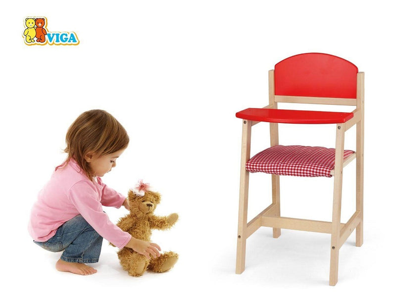 Viga Toys Wooden Red Doll High Chair Doll Furniture Pretend & Imaginative play 18m+