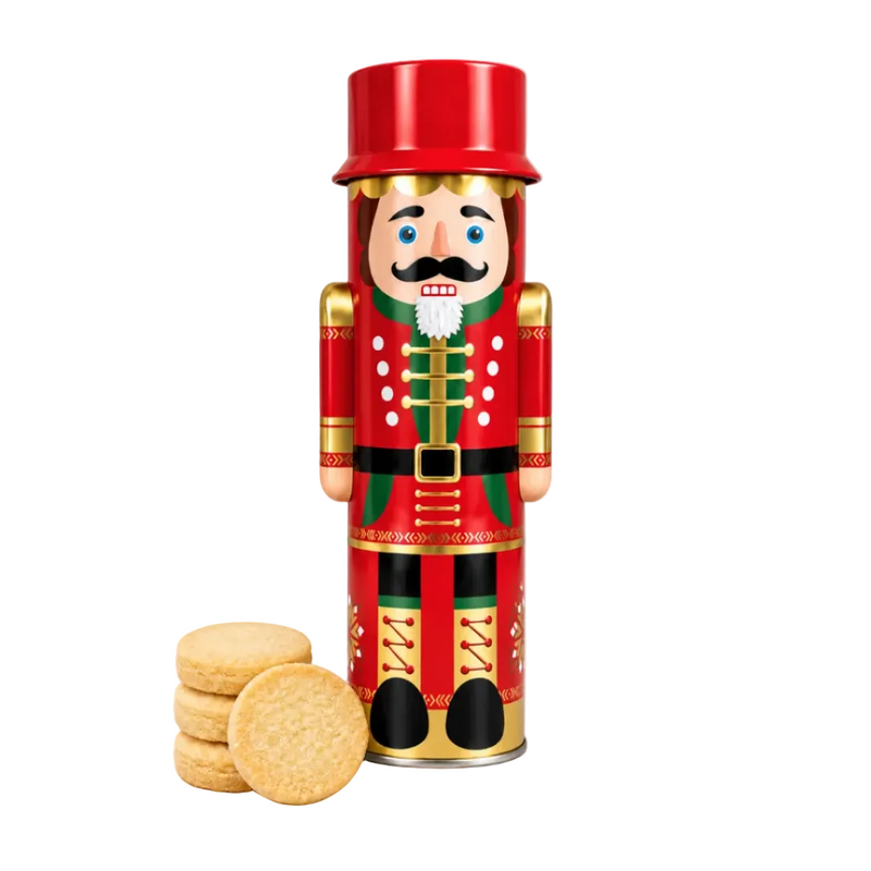 VPC Tall Nutcracker Butter Shortbread Biscuit Tin 360g Christmas Range