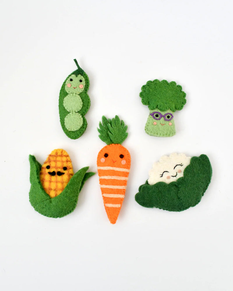 Tara Treasures Felt Vegetables Finger Puppet Set of 5 Pretend & Imaginative Play Toys Retired 3yrs+