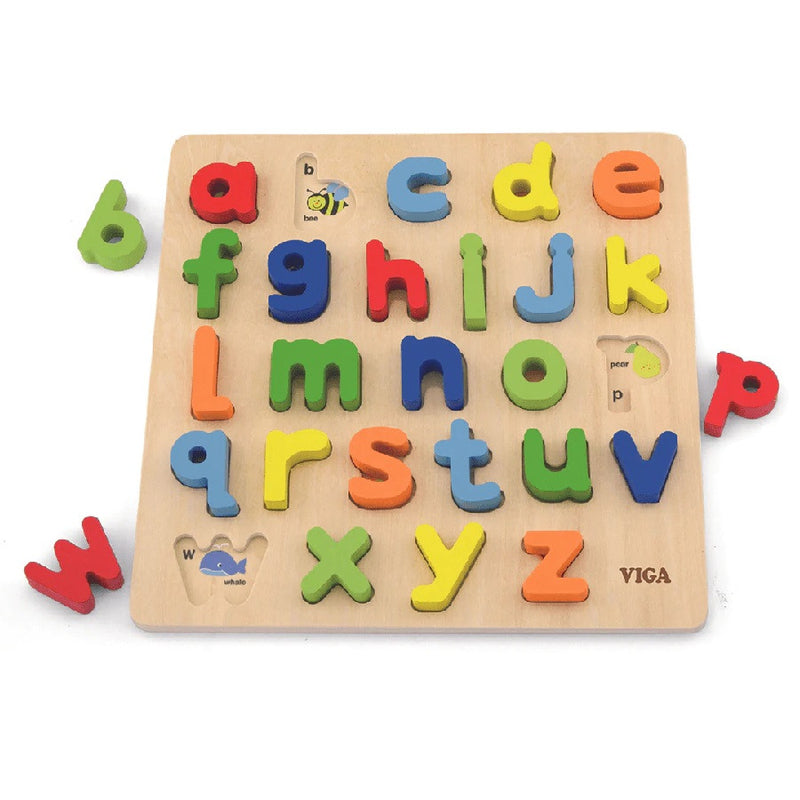 Viga Toys Wooden Alphabet Lowercase Block Puzzle Early Literacy Developmental Toys Toddler Toys 18m+