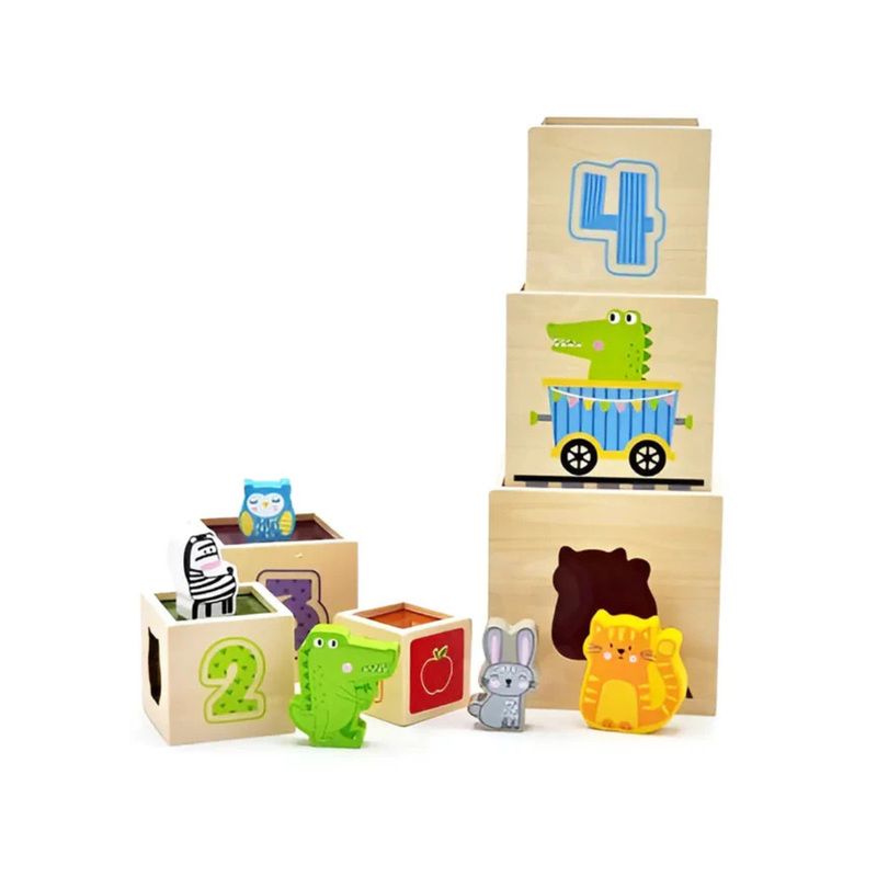 Viga Toys Nesting and Stacking Building Blocks with Rainbow Window Developmental Toys for Toddlers 2yrs+