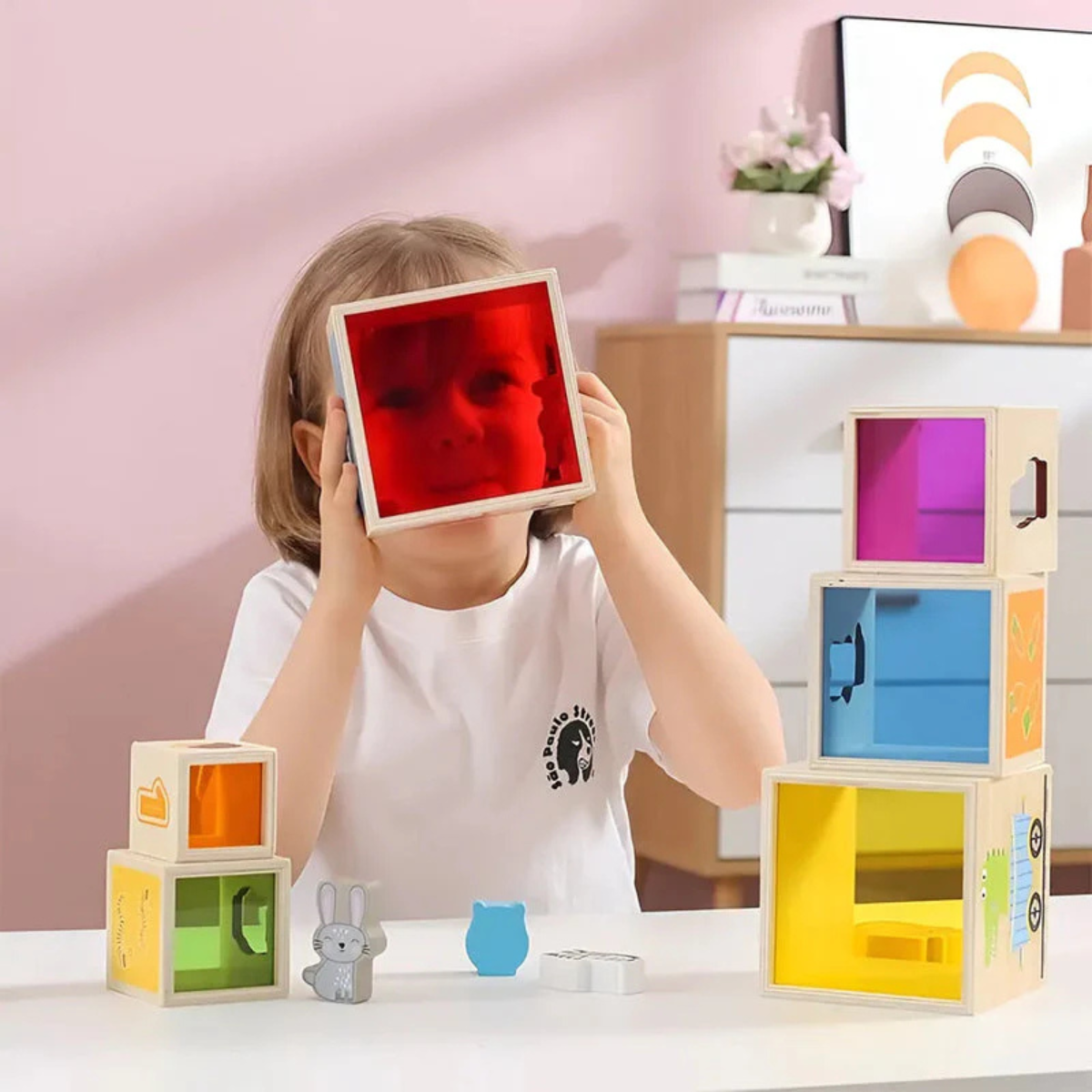 Viga Toys Nesting and Stacking Building Blocks with Rainbow Window Dev ...