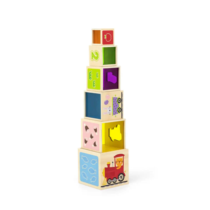 Viga Toys Nesting and Stacking Building Blocks with Rainbow Window Developmental Toys for Toddlers 2yrs+