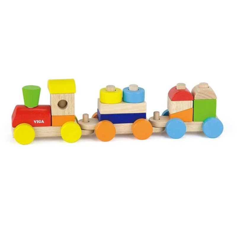 Viga Toys Wooden Stacking Train 14pcs Blocks Developmental Toys Car Toys Gift Idea for 18m+