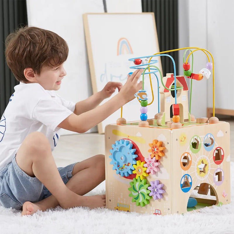 Viga Toys Giant 5-in-1 Wooden Activity Box Motor Skills Developmental Toddlers Toys School Range 18m+ (Bulky Shipping)