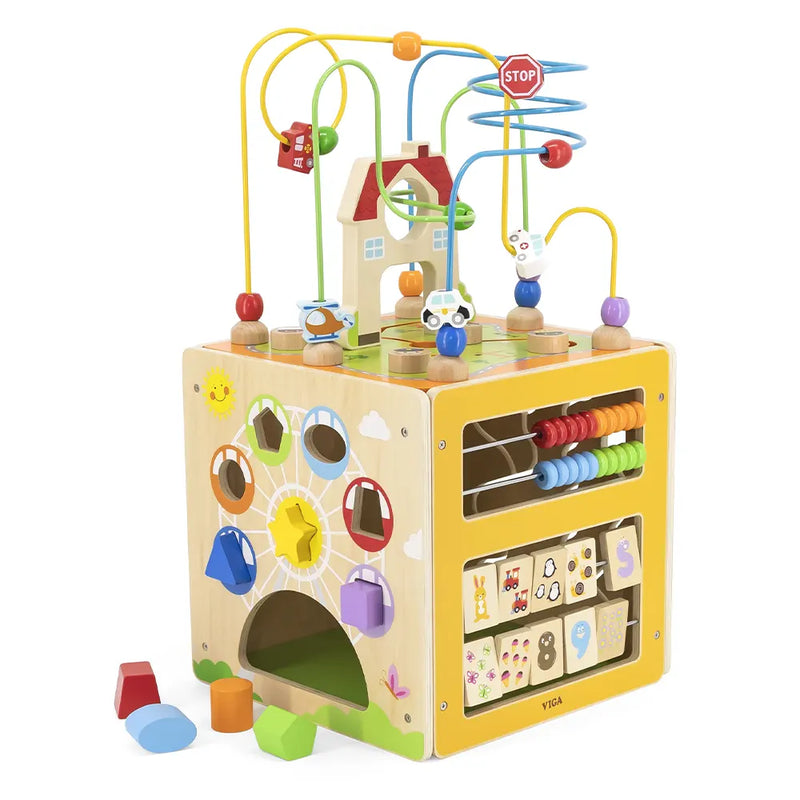 Viga Toys Giant 5-in-1 Wooden Activity Box Motor Skills Developmental Toddlers Toys School Range 18m+ (Bulky Shipping)