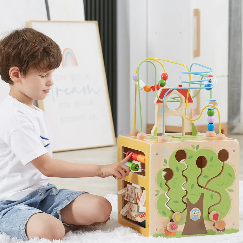 Viga Toys Giant 5-in-1 Wooden Activity Box Motor Skills Developmental Toddlers Toys School Range 18m+ (Bulky Shipping)