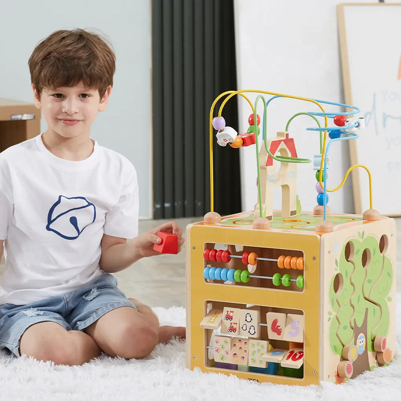 Viga Toys Giant 5-in-1 Wooden Activity Box Motor Skills Developmental Toddlers Toys School Range 18m+ (Bulky Shipping)