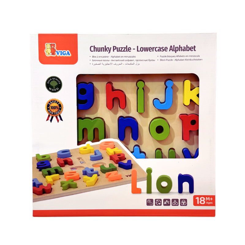 Viga Toys Wooden Alphabet Lowercase Block Puzzle Early Literacy Developmental Toys Toddler Toys 18m+