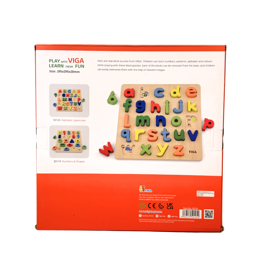 Viga Toys Wooden Alphabet Lowercase Block Puzzle Early Literacy Develo ...