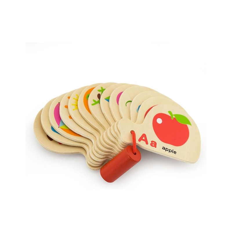 Viga Toys Wooden Mini Doubled-Sided Book Learning Alphabet 13pcs Early Literacy Cognitive Developmental Baby Toddler Toys for 12m+