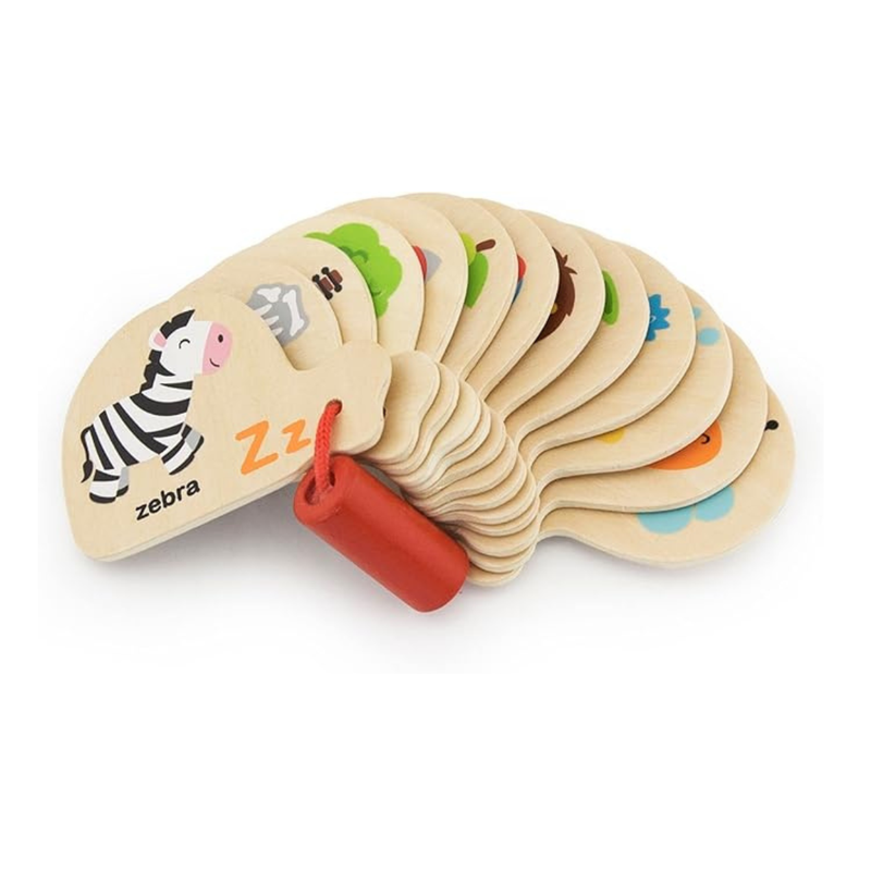 Viga Toys Wooden Mini Doubled-Sided Book Learning Alphabet 13pcs Early Literacy Cognitive Developmental Baby Toddler Toys for 12m+