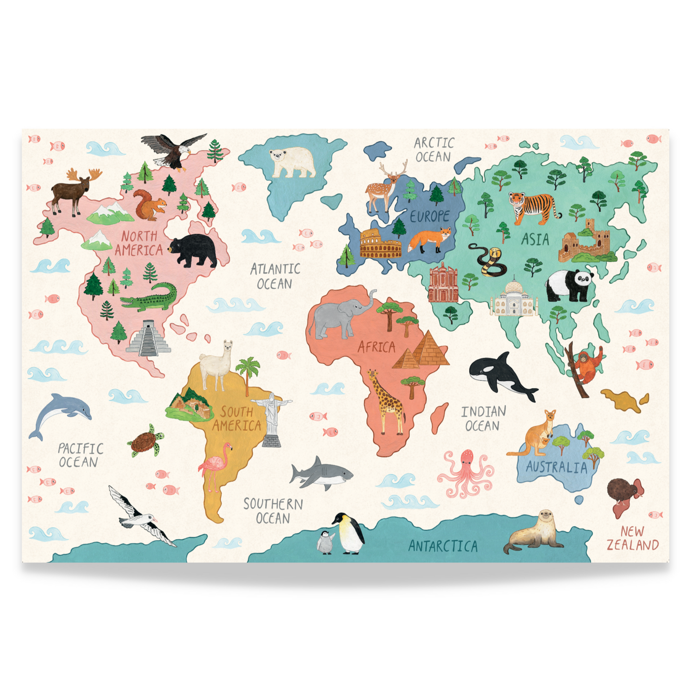 Mindful & Co Kids World Map Print 60 x 90cm Best Seller — My Playroom