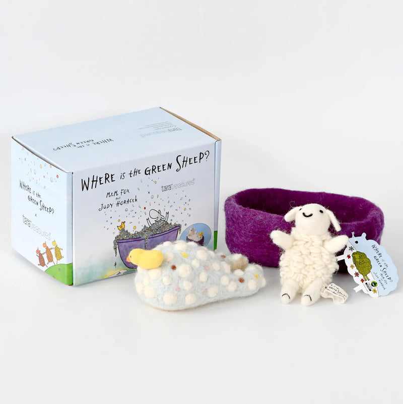 Tara Treasures Where Is The Green Sheep Bath Sheep Play Set 3pcs Pretend & Imaginative Play Felt Animals Australian Authors Classic Story 3yrs+