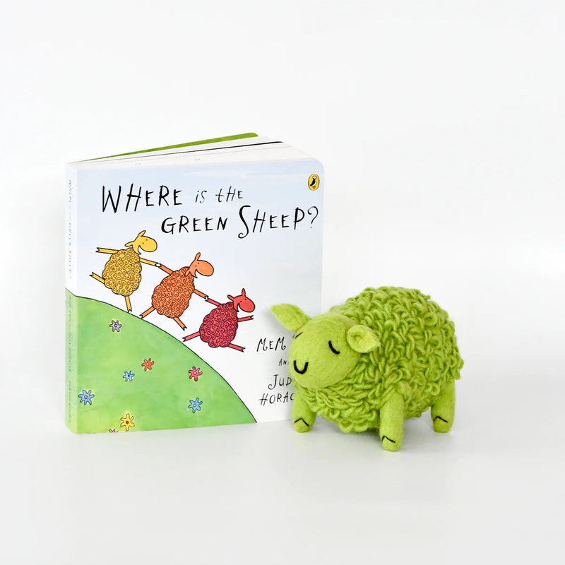 Tara Treasures Where Is The Green Sheep Large Felt Green Sheep and Book Set 2pcs Pretend & Imaginative Play Felt Animals Australian Authors Classic Story