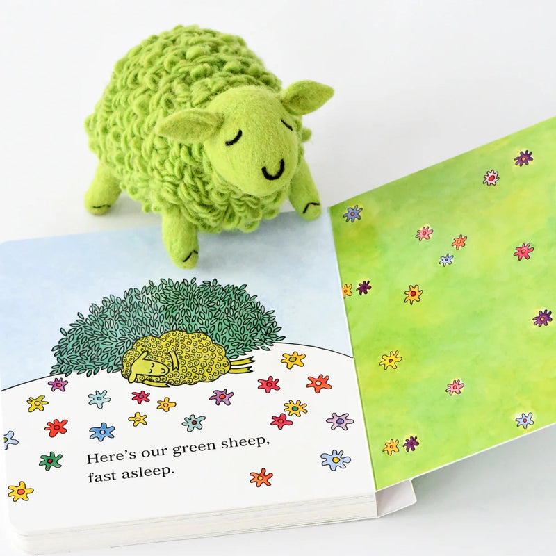 Tara Treasures Where Is The Green Sheep Large Felt Green Sheep and Book Set 2pcs Pretend & Imaginative Play Felt Animals Australian Authors Classic Story