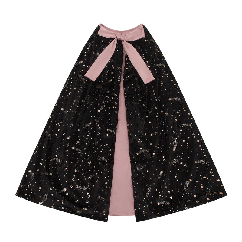 Witches Cape Ethel BLACK Velvet Pink Satin by Mimi & Lula Kids Costumes Halloween 3yrs+